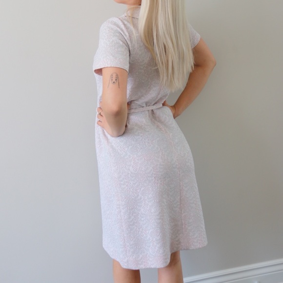 60’s Pink Mod Mini Dress with Subtle Brocade - Picture 2 of 8